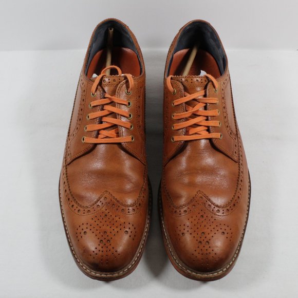 Cole Haan Men's Wing Tip Leather Oxford Shoes - British Tan 12 US / 45 EU - Picture 3 of 6